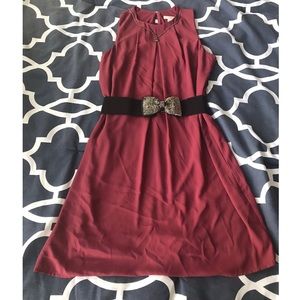 Maroon pleated dress